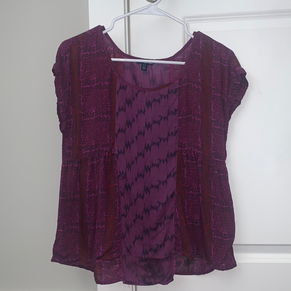 American Eagle purple/maroon short sleeve baby doll blouse size XS